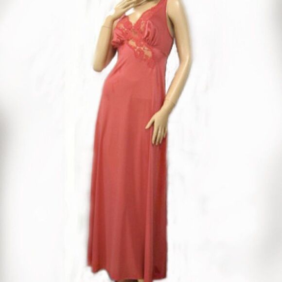 VANITY FAIR ROSE NYLON LACE SEXY LONG NIGHTGOWN 32 - Picture 3 of 7
